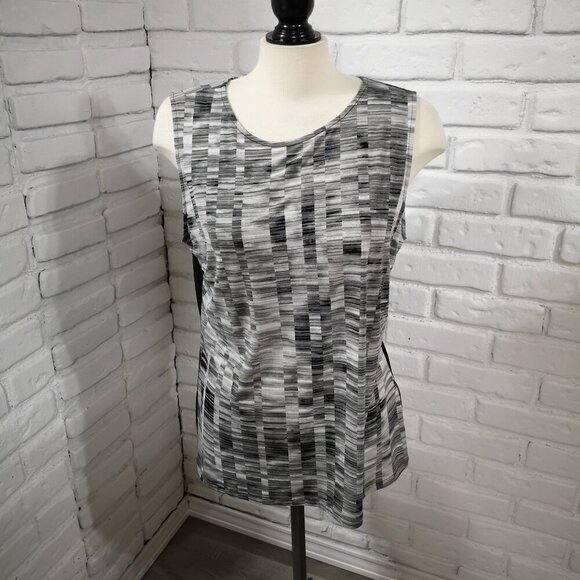 2 / $30.00 - Tahari Ladies Size Large Grey & Black Pattern Sleeveless Tank top - Picture 1 of 10